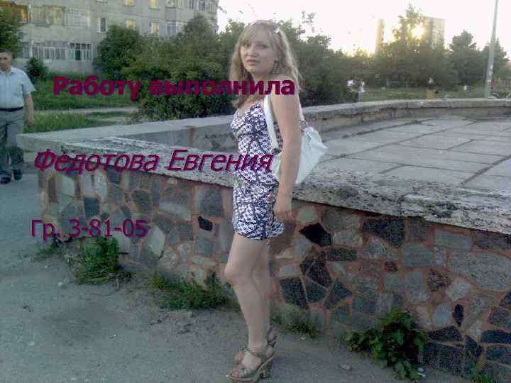 Работу выполнила Федотова Евгения Гр. З-81 -05 