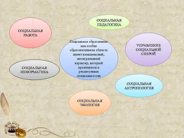  СОЦИАЛЬНАЯ ПЕДАГОГИКА СОЦИАЛЬНАЯ РАБОТА Социальное образование как особая УПРАВЛЕНИЕ образовательная область СОЦИАЛЬНОЙ имеет