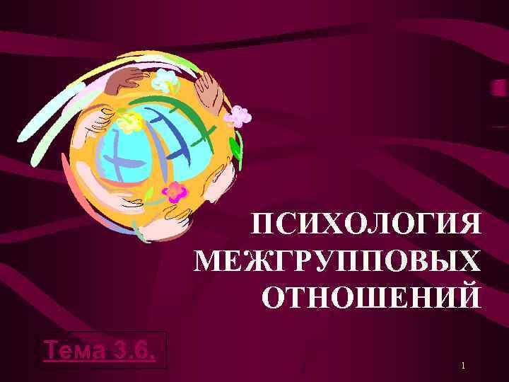 ПСИХОЛОГИЯ МЕЖГРУППОВЫХ ОТНОШЕНИЙ Тема 3. 6. 1 