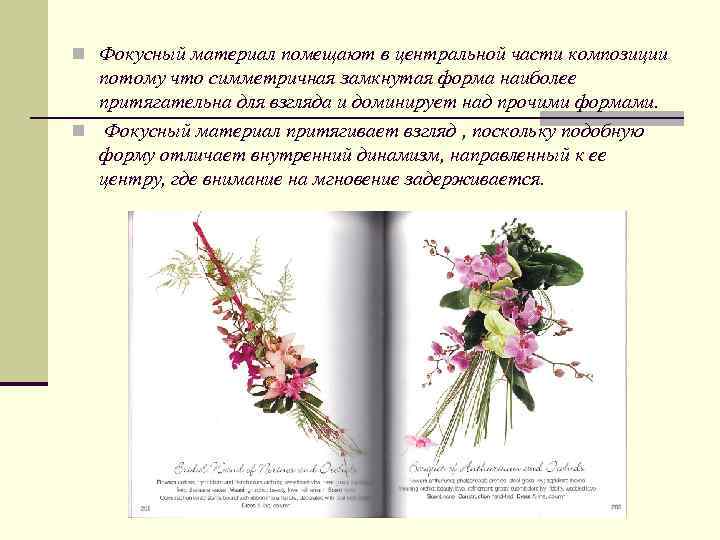 n Фокусный материал помещают в центральной части композиции потому что симметричная замкнутая форма наиболее