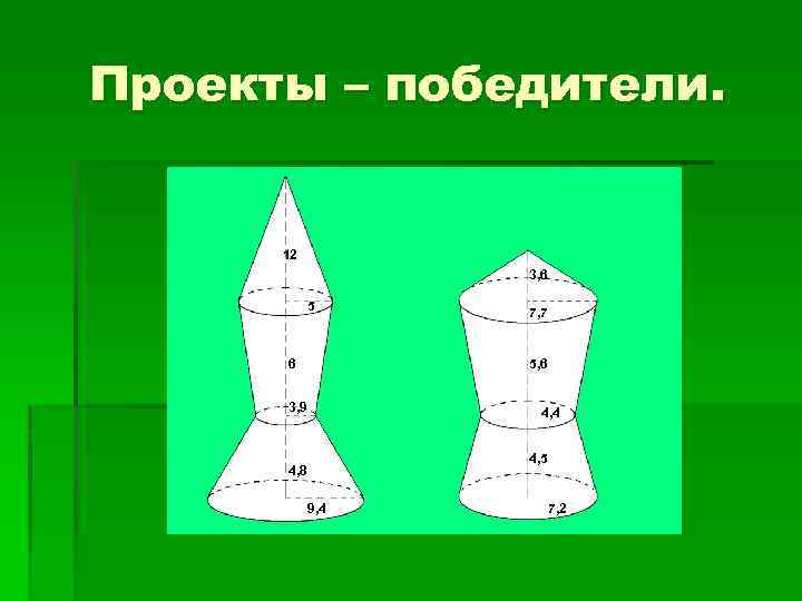 Проекты – победители. 12 3, 6 5 6 7, 7 5, 6 3, 9