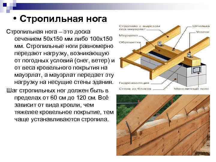  • Стропильная нога – это доска сечением 50 х150 мм либо 100 х150
