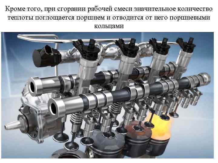 Кроме того, при сгорании рабочей смеси значительное количество теплоты поглощается поршнем и отводится от
