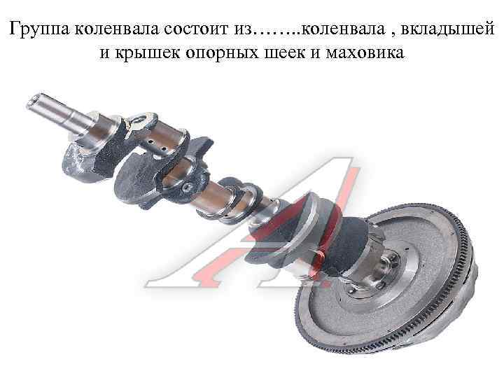 Группа коленвала состоит из……. . коленвала , вкладышей и крышек опорных шеек и маховика