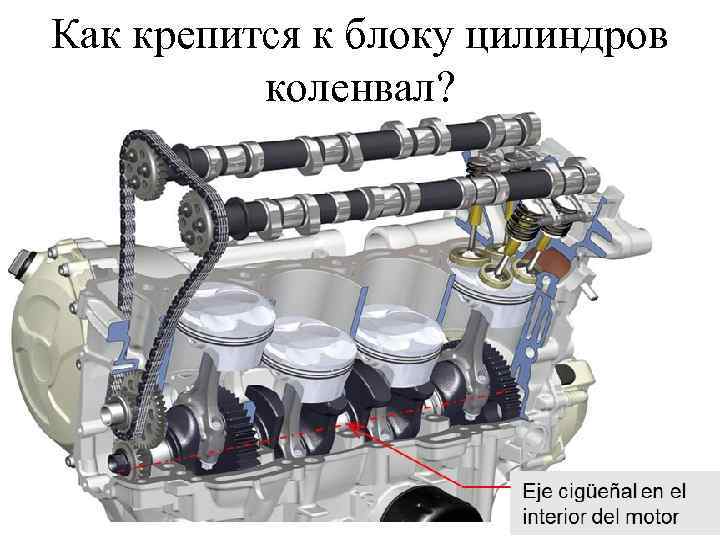 Как крепится к блоку цилиндров коленвал? 