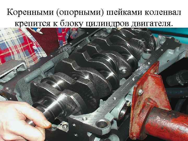 Коренными (опорными) шейками коленвал крепится к блоку цилиндров двигателя. 