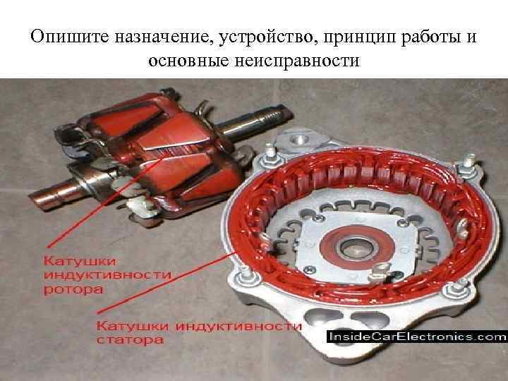 Опишите назначение, устройство, принцип работы и основные неисправности 