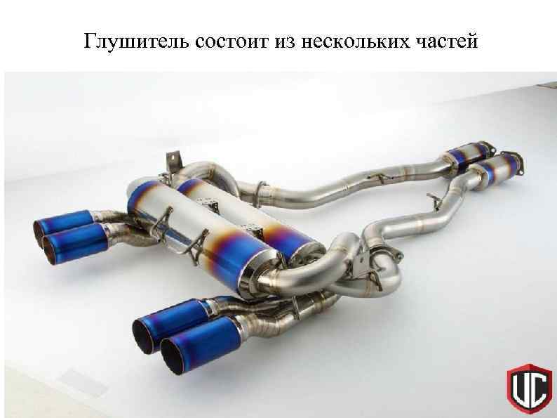 Глушитель состоит из нескольких частей 
