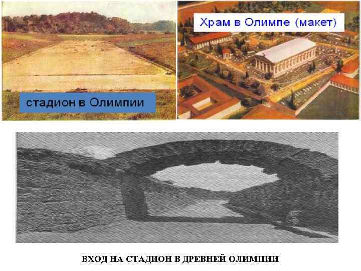 ВХОД НА СТАДИОН В ДРЕВНЕЙ ОЛИМПИИ 