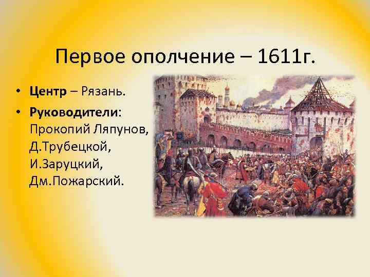 Первое ополчение таблица по истории 7 класс