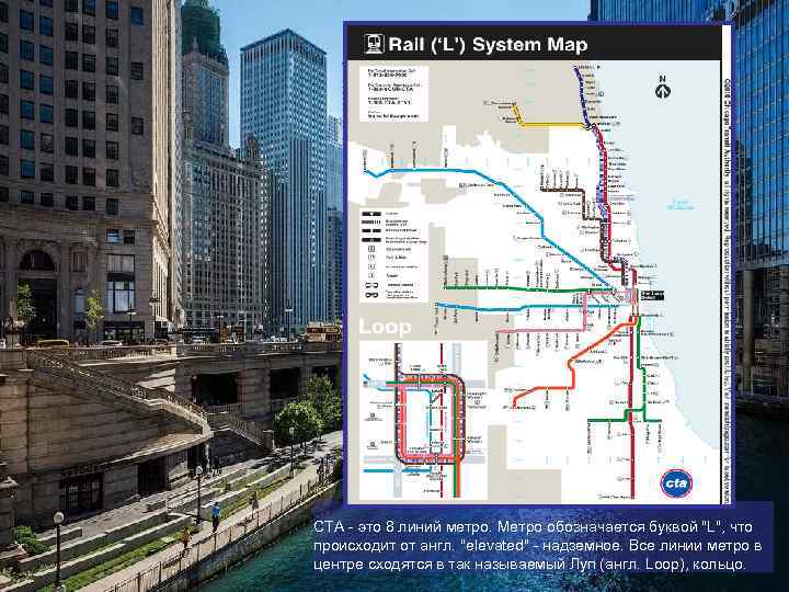 CTA - это 8 линий метро. Метро обозначается буквой 