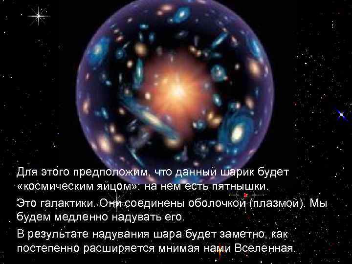 Для этого предположим, что данный шарик будет «космическим яйцом» : на нем есть пятнышки.