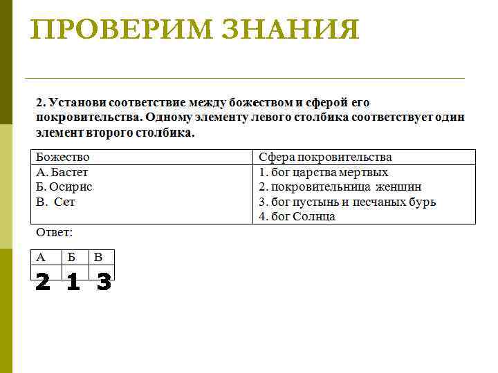 ПРОВЕРИМ ЗНАНИЯ 