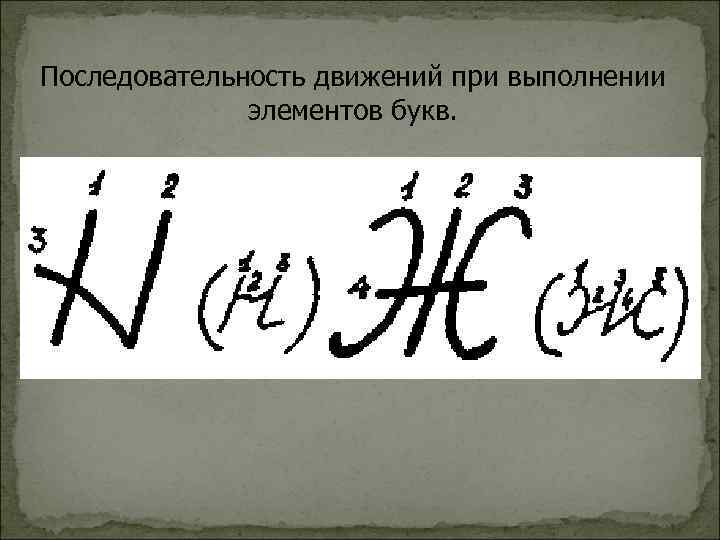 Последовательность движений при выполнении элементов букв. 
