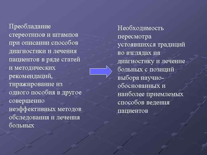 Преобладание стереотипов и штампов при описании способов диагностики и лечения пациентов в ряде статей