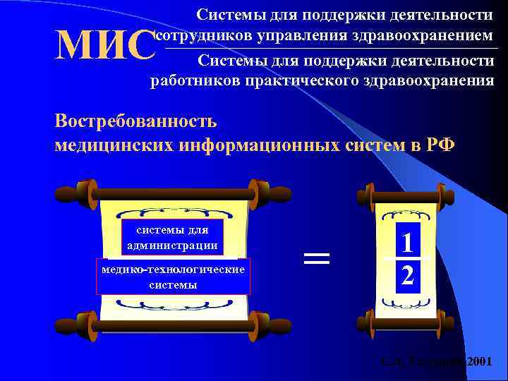 Системы для поддержки деятельности сотрудников управления здравоохранением Системы для поддержки деятельности работников практического здравоохранения