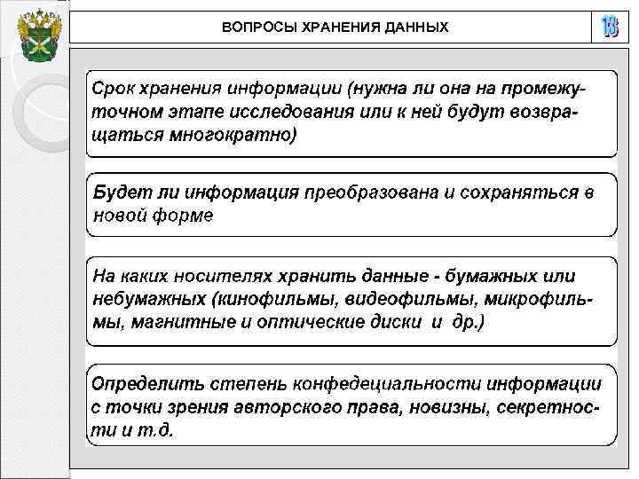 ВОПРОСЫ ХРАНЕНИЯ ДАННЫХ 