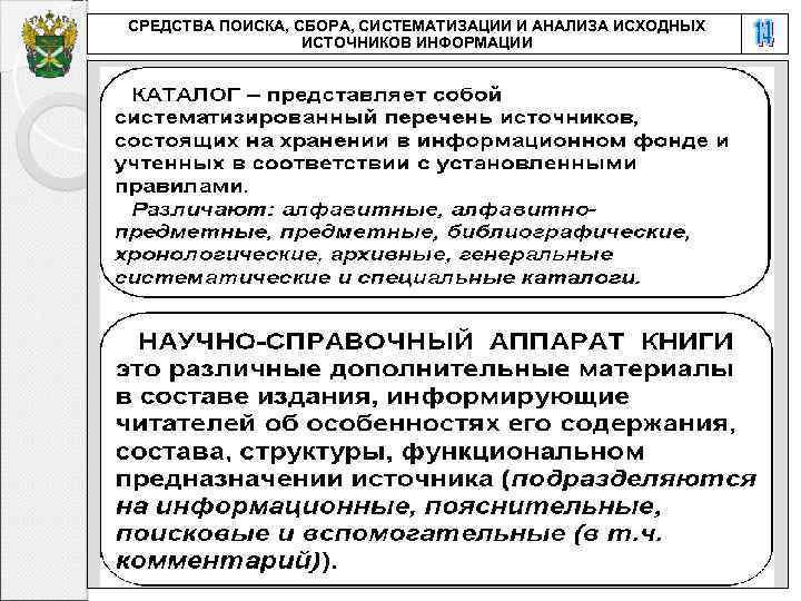 СРЕДСТВА ПОИСКА, СБОРА, СИСТЕМАТИЗАЦИИ И АНАЛИЗА ИСХОДНЫХ ИСТОЧНИКОВ ИНФОРМАЦИИ 