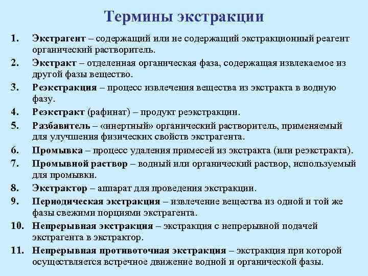 Используемые экстрагенты