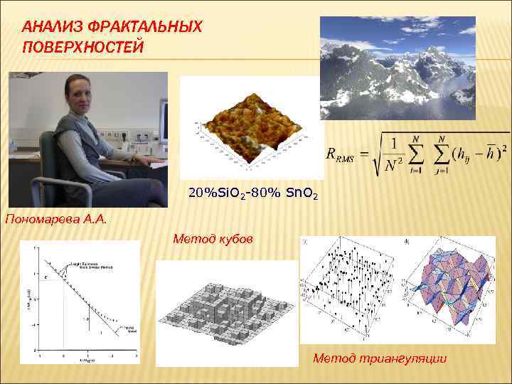АНАЛИЗ ФРАКТАЛЬНЫХ ПОВЕРХНОСТЕЙ 20%Si. O 2 -80% Sn. O 2 Пономарева А. А. Метод