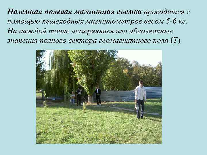 Наземная полевая магнитная съемка проводится с помощью пешеходных магнитометров весом 5 -6 кг. На