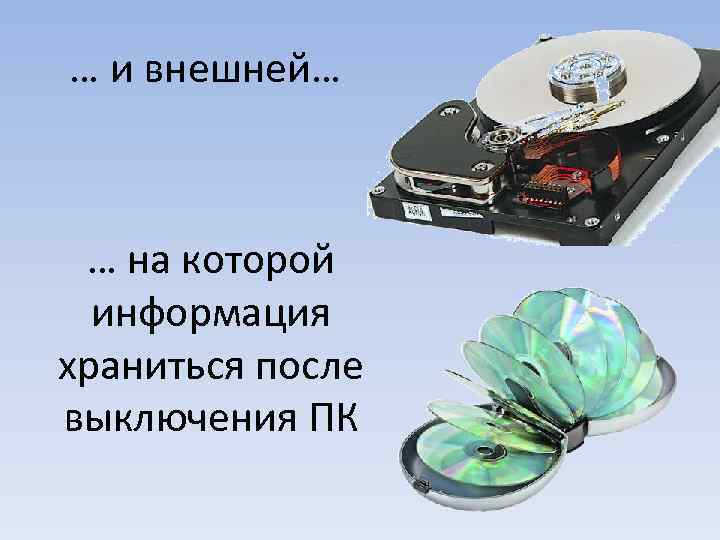 … и внешней… … на которой информация храниться после выключения ПК 