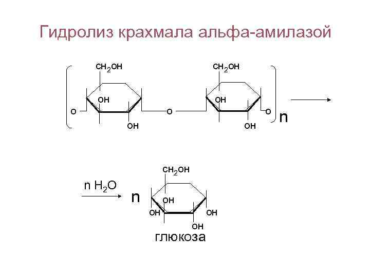 Схема ферментативного гидролиза крахмала