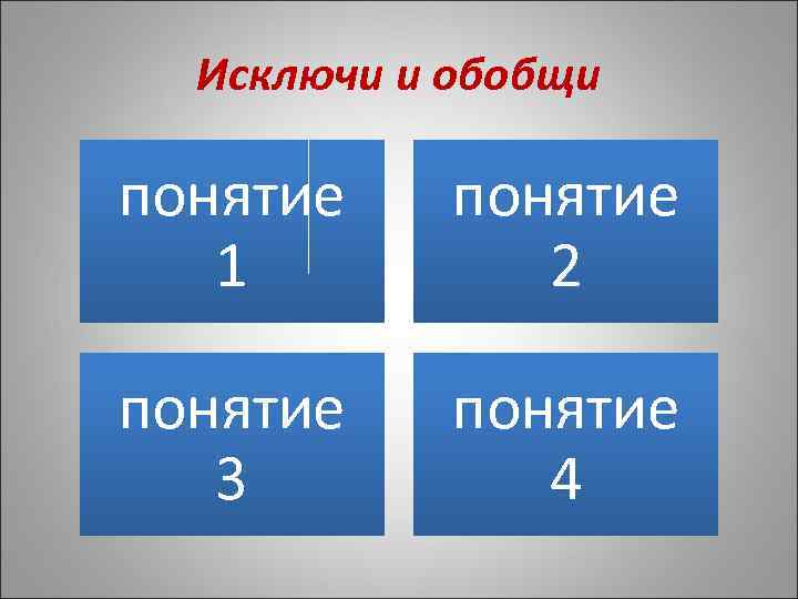 Исключи и обобщи понятие 1 понятие 2 понятие 3 понятие 4 