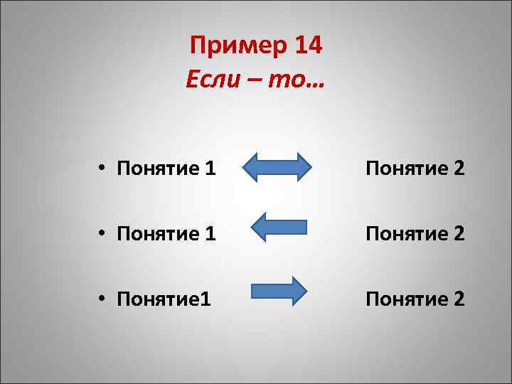Пример 14 Если – то… • Понятие 1 Понятие 2 
