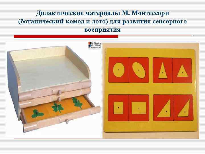 Дидактические материалы М. Монтессори (ботанический комод и лото) для развития сенсорного восприятия 