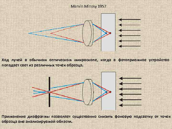 Нарисовать ход лучей в микроскопе