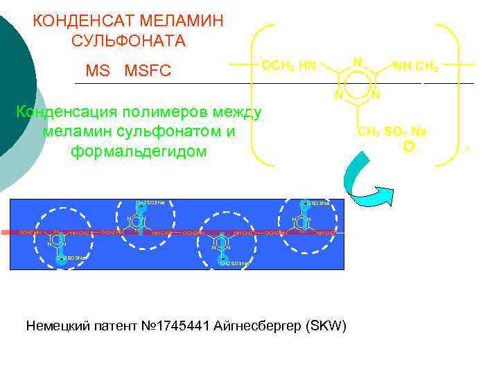 КОНДЕНСАТ МЕЛАМИН СУЛЬФОНАТА MS MSFC Конденсация полимеров между меламин сульфонатом и формальдегидом - -