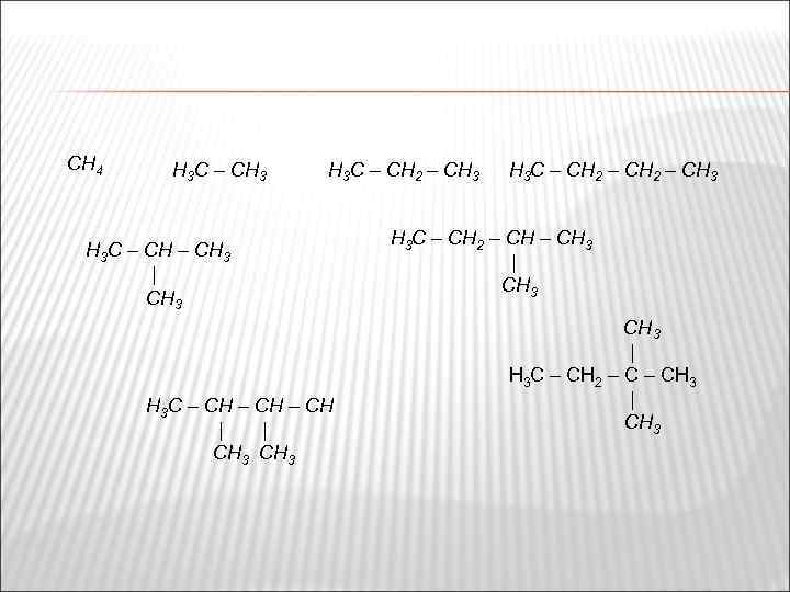 CH 4 H 3 C – CH 3 H 3 C – CH 2