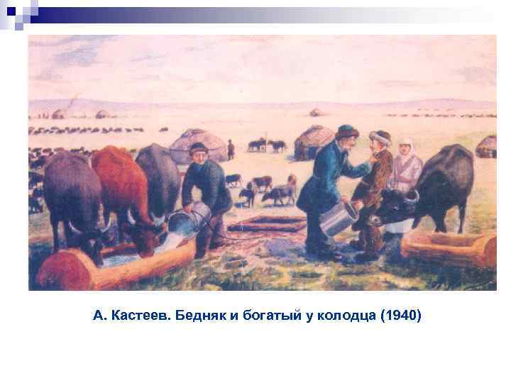 А. Кастеев. Бедняк и богатый у колодца (1940) 