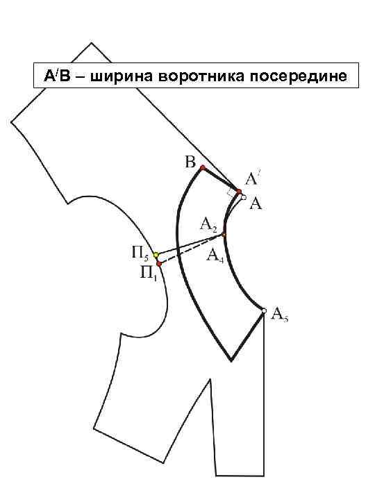 А/В – ширина воротника посередине 