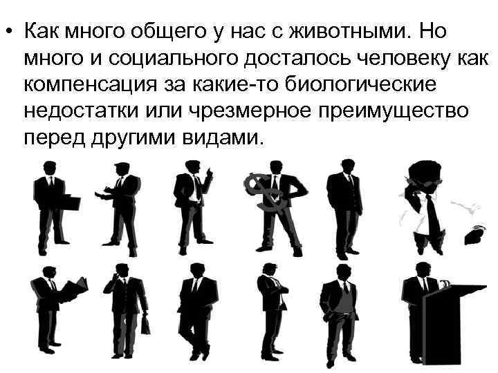  • Как много общего у нас с животными. Но много и социального досталось