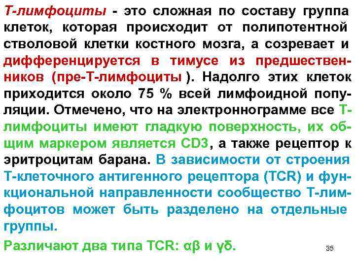 Т-лимфоциты - это сложная по составу группа клеток, которая происходит от полипотентной стволовой клетки