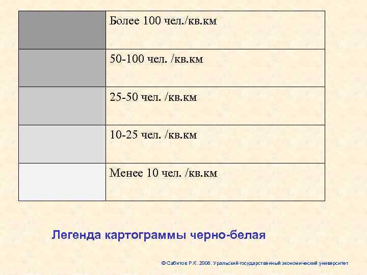   Более 100 чел. /кв. км  50 -100 чел. /кв. км 