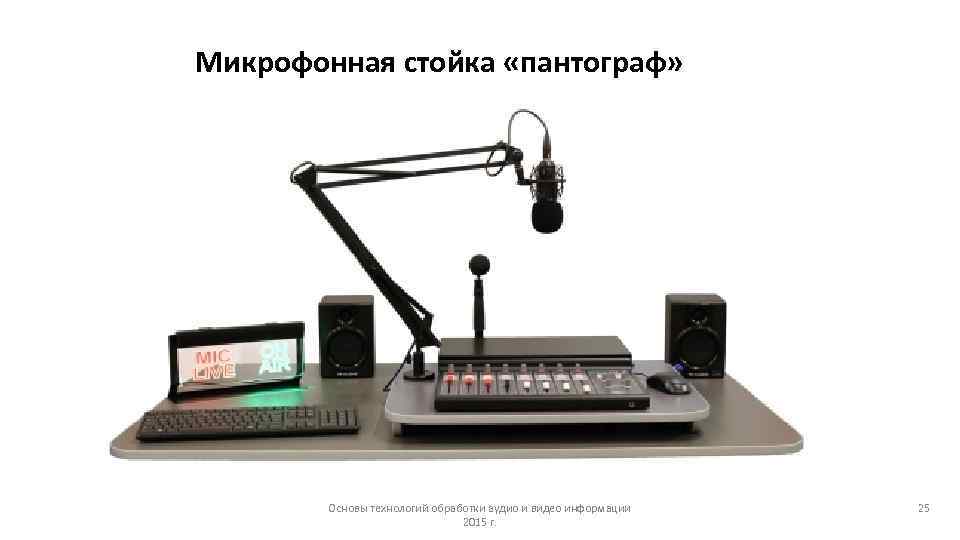 Микрофонная стойка «пантограф» Основы технологий обработки аудио и видео информации 25 Микрофонная стойка «пантограф» Основы технологий обработки аудио и видео информации 25