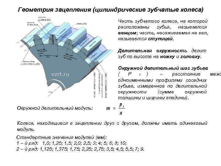 Части зубчатого колеса