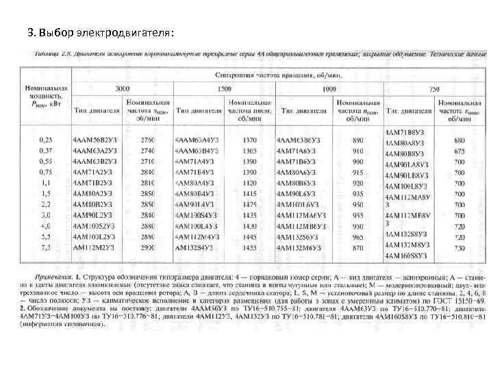 3. Выбор электродвигателя: 