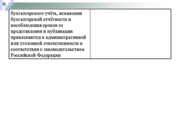 бухгалтерского учёта, искажения бухгалтерской отчётности и несоблюдения сроков ее представления и публикации привлекаются к