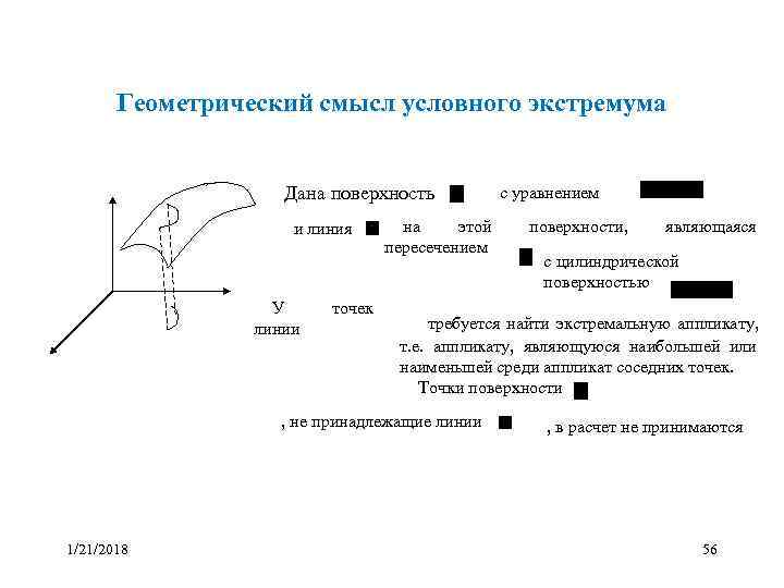    Геометрический смысл условного экстремума      Дана поверхность