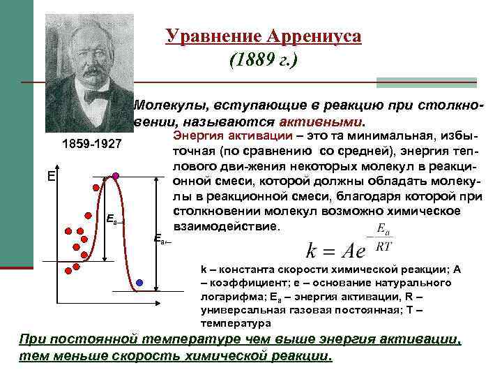      Уравнение Аррениуса     (1889 г. )