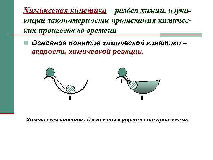 Химическая кинетика – раздел химии, изуча- ющий закономерности протекания химичес- ких процессов во времени