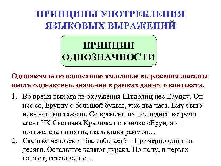 ПРИНЦИПЫ УПОТРЕБЛЕНИЯ ЯЗЫКОВЫХ ВЫРАЖЕНИЙ ПРИНЦИП ПРИНЦИПЫ УПОТРЕБЛЕНИЯ ЯЗЫКОВЫХ ВЫРАЖЕНИЙ ПРИНЦИП