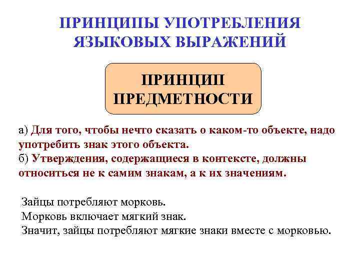 ПРИНЦИПЫ УПОТРЕБЛЕНИЯ ЯЗЫКОВЫХ ВЫРАЖЕНИЙ ПРИНЦИП ПРИНЦИПЫ УПОТРЕБЛЕНИЯ ЯЗЫКОВЫХ ВЫРАЖЕНИЙ ПРИНЦИП