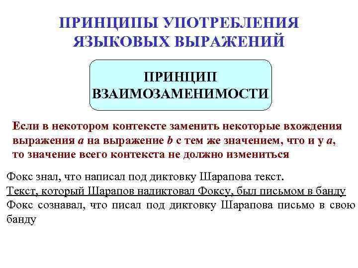 ПРИНЦИПЫ УПОТРЕБЛЕНИЯ ЯЗЫКОВЫХ ВЫРАЖЕНИЙ ПРИНЦИП ПРИНЦИПЫ УПОТРЕБЛЕНИЯ ЯЗЫКОВЫХ ВЫРАЖЕНИЙ ПРИНЦИП