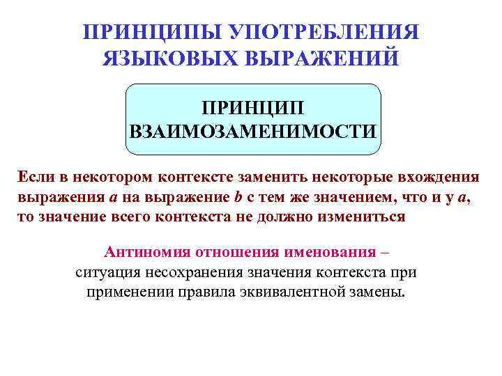 ПРИНЦИПЫ УПОТРЕБЛЕНИЯ ЯЗЫКОВЫХ ВЫРАЖЕНИЙ ПРИНЦИП ПРИНЦИПЫ УПОТРЕБЛЕНИЯ ЯЗЫКОВЫХ ВЫРАЖЕНИЙ ПРИНЦИП