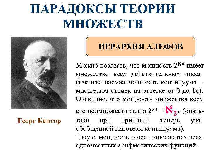 ПАРАДОКСЫ ТЕОРИИ МНОЖЕСТВ ИЕРАРХИЯ АЛЕФОВ Можно ПАРАДОКСЫ ТЕОРИИ МНОЖЕСТВ ИЕРАРХИЯ АЛЕФОВ Можно